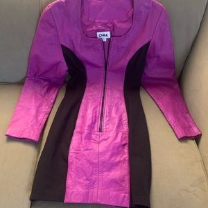 Leather Fuscia Ladies Dress Size M